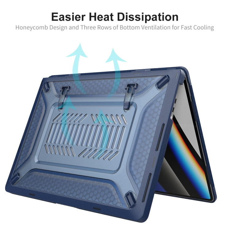 For MacBook Pro 14.2 A2442/A2779 2023 ENKAY Hat-Prince 3 in 1 Protective Bracket  Case Cover Hard Shell with TPU Keyboard Film / Anti-dust Plugs, Version:US(Blue) - free shipping - PMC Jewellery - Order now!