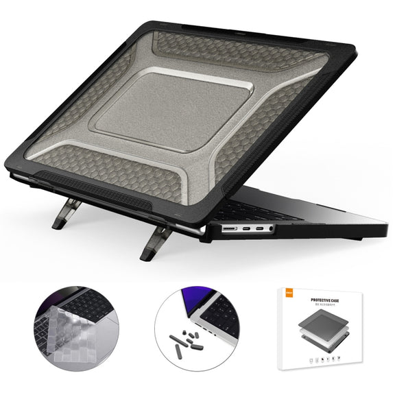 For MacBook Pro 14.2 A2442/A2779 2023 ENKAY Hat-Prince 3 in 1 Protective Bracket  Case Cover Hard Shell with TPU Keyboard Film / Anti-dust Plugs, Version:EU(Black)