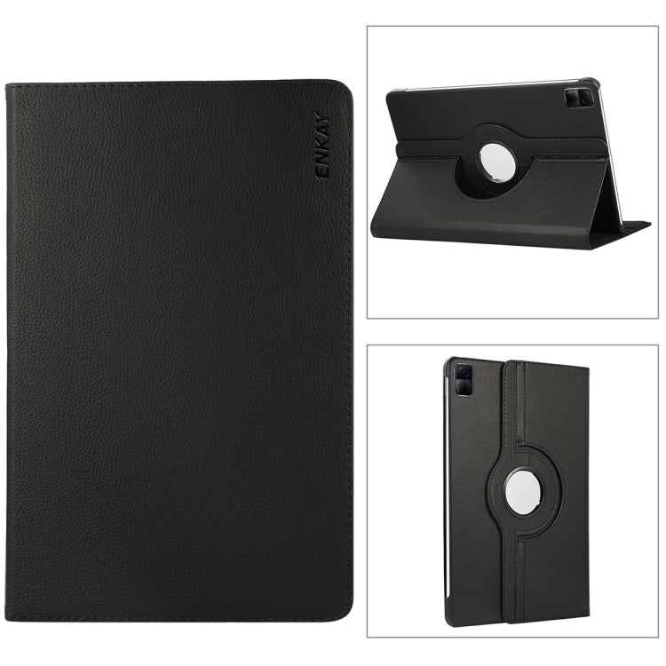 For Xiaomi Redmi Pad 10.61 ENKAY Hat-Prince 360 Degree Rotation Litchi Leather Smart Case(Black) - free shipping - PMc TechLife - Order now!