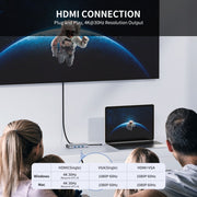JUNSUNMAY 7 in 1 Type-C to 4K HDMI / VGA / 1000M Ethernet Docking Station Adapter USB C Hub