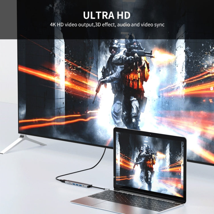 JUNSUNMAY 7 in 1 Type-C to 4K HDMI Docking Station Adapter PD Quick Charge Hub SD/TF Card Reader - free shipping - PMC Jewellery - Order now!