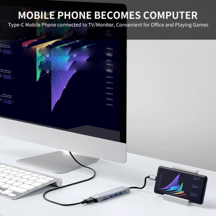 JUNSUNMAY 7 in 1 Type-C to 4K HDMI Docking Station Adapter PD Quick Charge Hub SD/TF Card Reader - free shipping - PMC Jewellery - Order now!