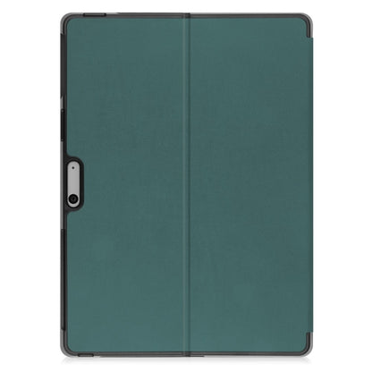 For Microsoft Surface Pro 9 JUNSUNMAY Custer Solid Color 3-Fold Stand Leather Tablet Case(Dark Green) - free shipping - PMC Jewellery - Order now!