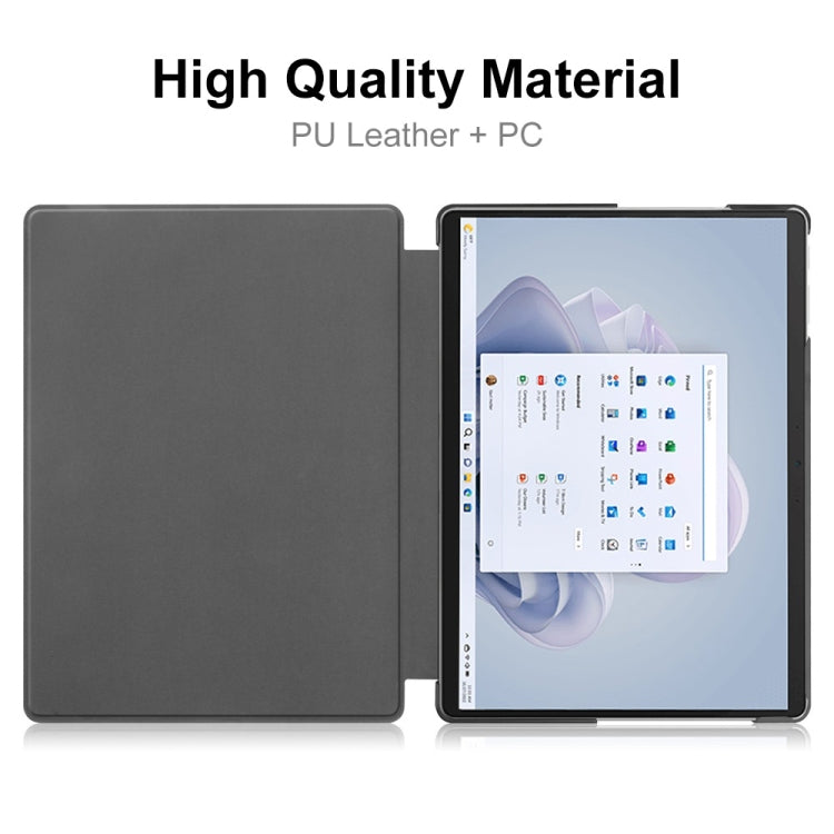 For Microsoft Surface Pro 9 JUNSUNMAY Custer Solid Color 3-Fold Stand Leather Tablet Case(Dark Green) - free shipping - PMC Jewellery - Order now!