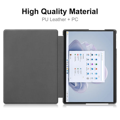 For Microsoft Surface Pro 9 JUNSUNMAY Custer Solid Color 3-Fold Stand Leather Tablet Case(Dark Green) - free shipping - PMC Jewellery - Order now!