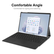 For Microsoft Surface Pro 9 JUNSUNMAY Custer Solid Color 3-Fold Stand Leather Tablet Case(Dark Blue)