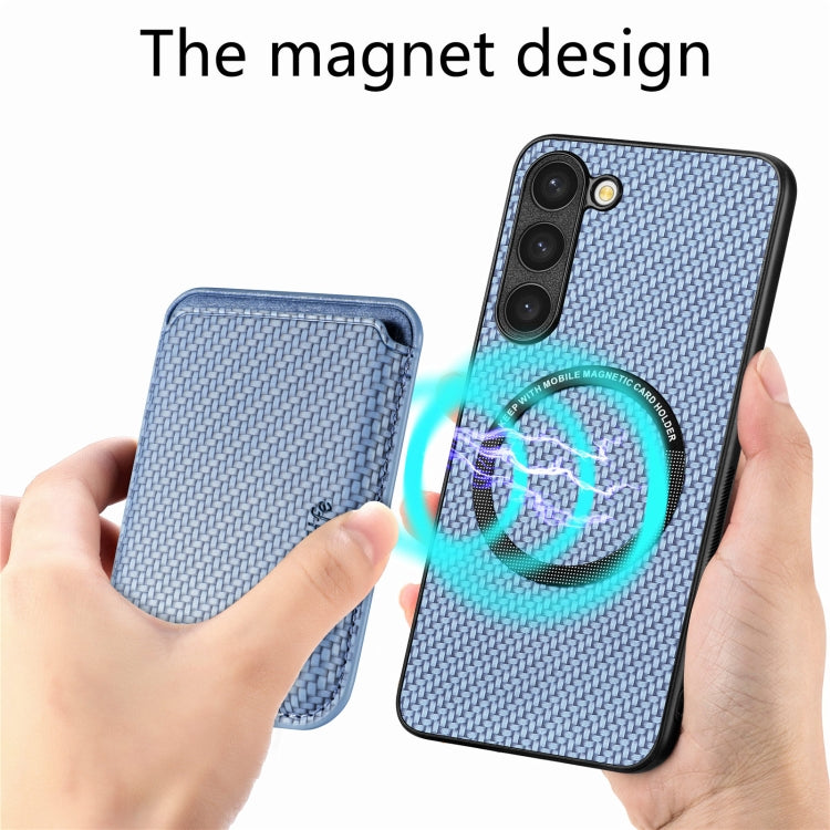 For Samsung Galaxy S23 5G Carbon Fiber Leather Card Magsafe Case(Blue) - Galaxy S23 5G Cases by PMC TechLife | Online Shopping South Africa | PMC TechLife