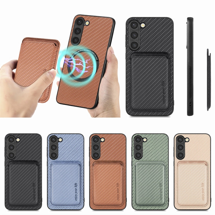 For Samsung Galaxy S23+ 5G Carbon Fiber Leather Card Magsafe Case(Blue) - free shipping - PMC TechLife - Order now!