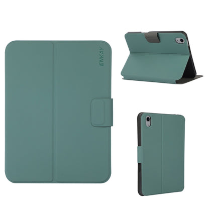 For iPad 2025 / 2022 ENKAY TPU Back Cover Smart Leather Tablet Case with Pen Slot & Holder(Dark Green) - free shipping - PMC Jewellery - Order now!