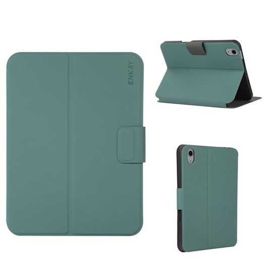 For iPad 2025 / 2022 ENKAY TPU Back Cover Smart Leather Tablet Case with Pen Slot & Holder(Dark Green) - free shipping - PMC Jewellery - Order now!