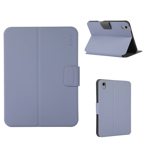 For iPad 2025 / 2022 ENKAY TPU Back Cover Smart Leather Tablet Case with Pen Slot & Holder(Purple)