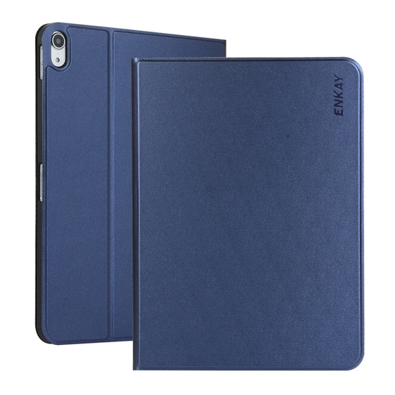 For iPad 2025 / 2022 ENKAY PC Back Cover Smart Leather Tablet Case with Pen Slot & Holder(Dark Blue)