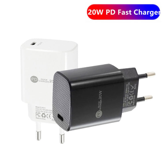 PD11 Mini Single Port PD3.0 USB-C / Type-C 20W Fast Charger for iPhone / iPad Series, EU Plug(White)