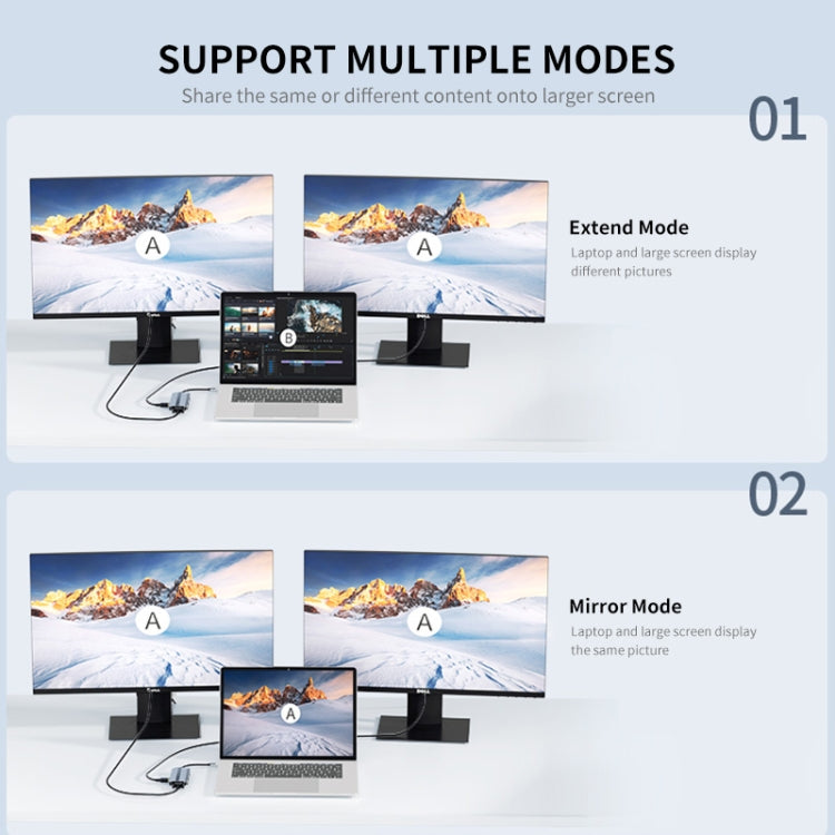 JUNSUNMAY 8 in 1 Type-C to 4K HDMI + VGA Docking Station Adapter PD Quick Charge Hub