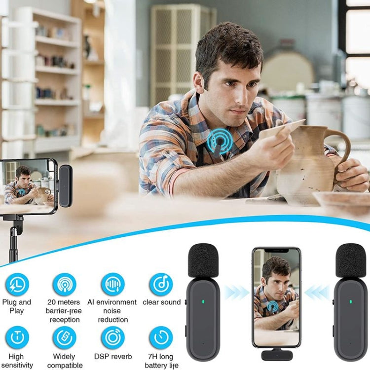 One by Two Wireless Lavalier Microphone Wireless Noise Reduction Microphone with Charging Case, Port: 8 Pin - Microphone by PMC TechLife | Online Shopping South Africa | PMC TechLife | Buy Now Pay Later Mobicred