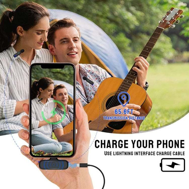 One by Two Wireless Lavalier Microphone Wireless Noise Reduction Microphone with Charging Case, Port: 8 Pin - Microphone by PMC TechLife | Online Shopping South Africa | PMC TechLife | Buy Now Pay Later Mobicred