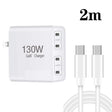 130W USB-C/Type-C Four Port GaN Charger with 2m USB-C/Type-C to USB-C/Type-C Data Cable Set EU / UK / AU / US Plug - free shipping - PMC Jewellery - Order now!