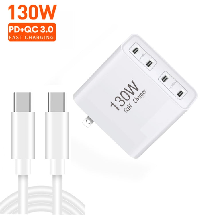 130W USB-C/Type-C Four Port GaN Charger with 2m USB-C/Type-C to USB-C/Type-C Data Cable Set EU / UK / AU / US Plug - free shipping - PMC Jewellery - Order now!