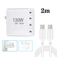 130W USB-C/Type-C Four Port GaN Charger with 2m USB-C/Type-C to USB-C/Type-C Data Cable Set EU / UK / AU / US Plug - Cable & Adapter by PMC Jewellery | Online Shopping South Africa | PMC Jewellery | Buy Now Pay Later Mobicred