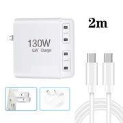 130W USB-C/Type-C Four Port GaN Charger with 2m USB-C/Type-C to USB-C/Type-C Data Cable Set EU / UK / AU / US Plug