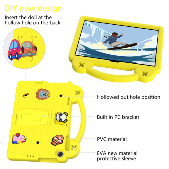 For Lenovo Tab M10 3rd Gen TB328FU / TB328XU 2022 10.1 Handle Kickstand Children EVA Shockproof Tablet Case(Yellow)