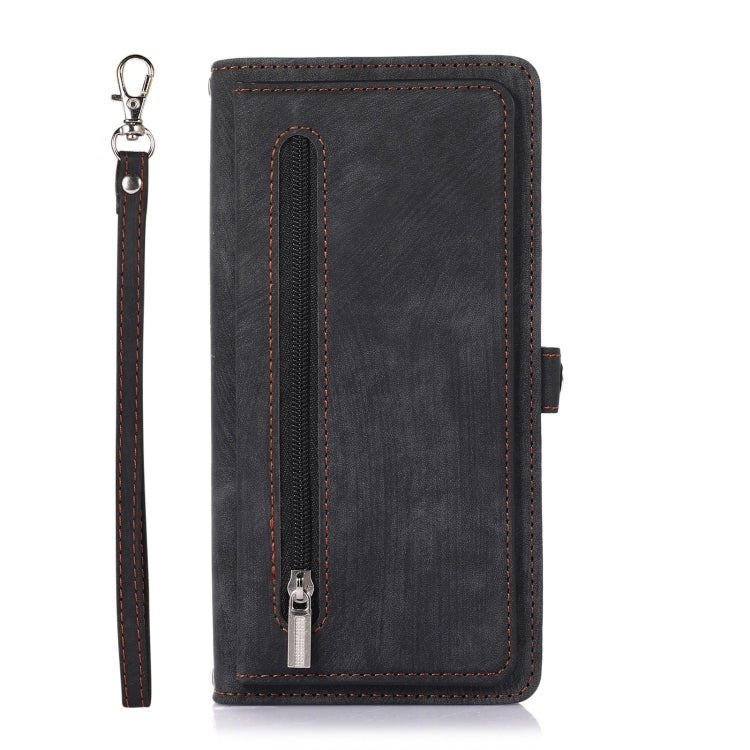 For Samsung Galaxy A23 Zipper Card Slot Buckle Wallet Leather Phone Case(Black)