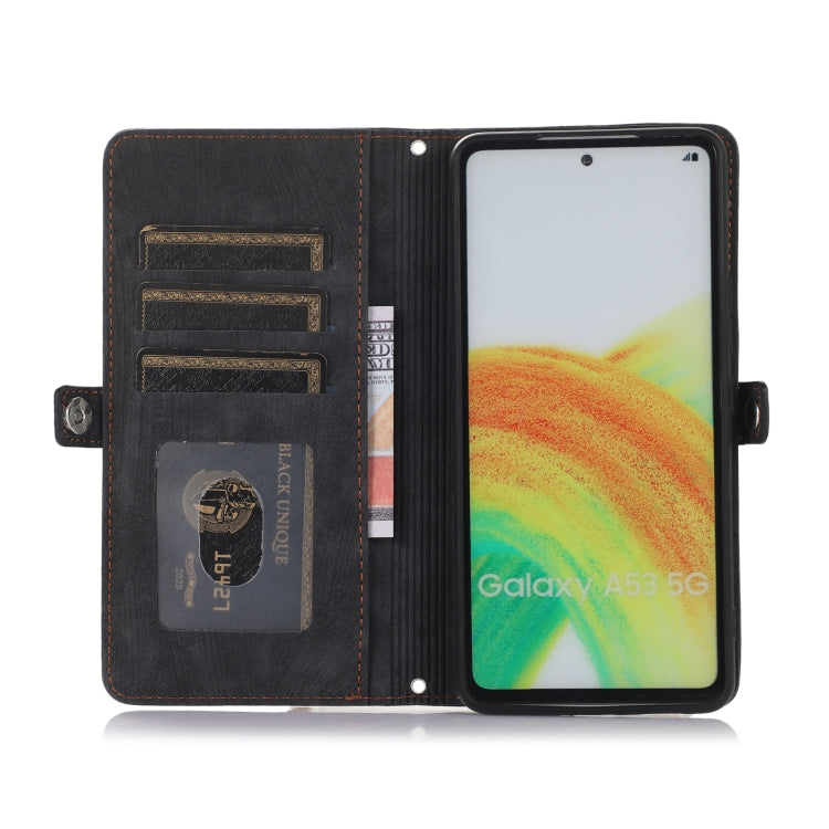 For Samsung Galaxy A23 Zipper Card Slot Buckle Wallet Leather Phone Case(Black) - Galaxy Phone Cases by PMC TechLife | Online Shopping South Africa | PMC TechLife