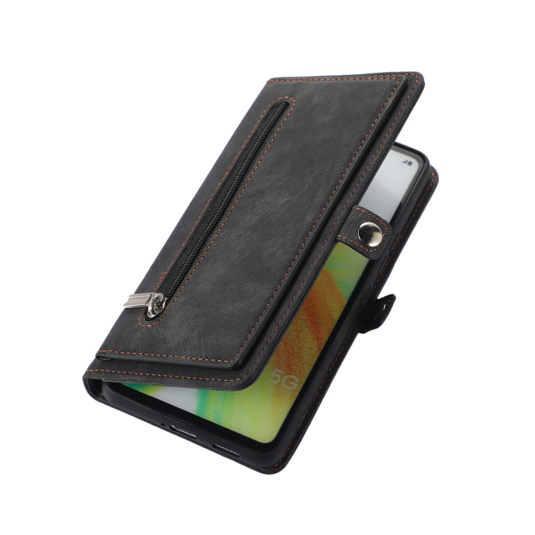 For Samsung Galaxy A23 Zipper Card Slot Buckle Wallet Leather Phone Case(Black) - Galaxy Phone Cases by PMC TechLife | Online Shopping South Africa | PMC TechLife