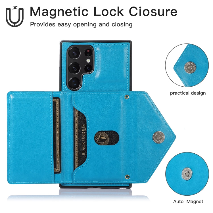 For Samsung Galaxy S23 Ultra 5G Cross-body Wallet Card Bag Leather Phone Case(Blue)
