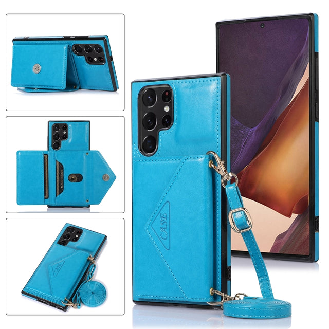 For Samsung Galaxy S23 Ultra 5G Cross-body Wallet Card Bag Leather Phone Case(Blue)