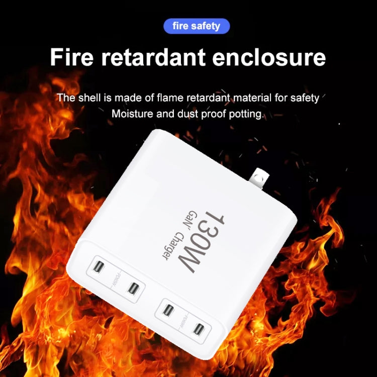GaN 130W 4-Port USB-C PD65W / PD30W Multi Port Type-C Charger with  1.8m Type-C to MagSafe 1 / L Header Data Cable US Plug