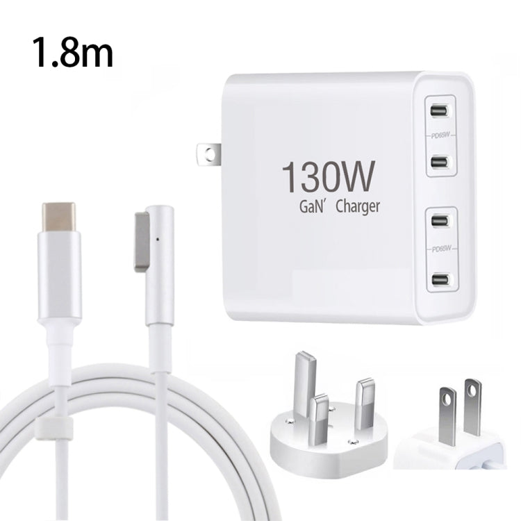GaN 130W 4-Port USB-C PD65W / PD30W Multi Port Type-C Charger with  1.8m Type-C to MagSafe 1 / L Header Data Cable US / UK Plug - free shipping - PMC Jewellery - Order now!