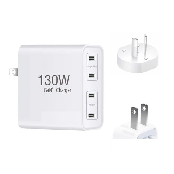 GaN 130W 4-Port USB-C PD65W / PD30W Multi Port Type-C Charger with  1.8m Type-C to MagSafe 1 / L Header Data Cable US / AU Plug