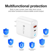 PD04 Type-C + USB Mobile Phone Charger with USB to 8 Pin Cable, US Plug(White)