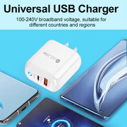 PD04 Type-C + USB Mobile Phone Charger with USB to 8 Pin Cable, US Plug(White)
