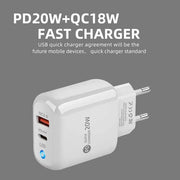 PD04 Type-C + USB Mobile Phone Charger with Type-C to 8 Pin Cable, UK Plug(Black)