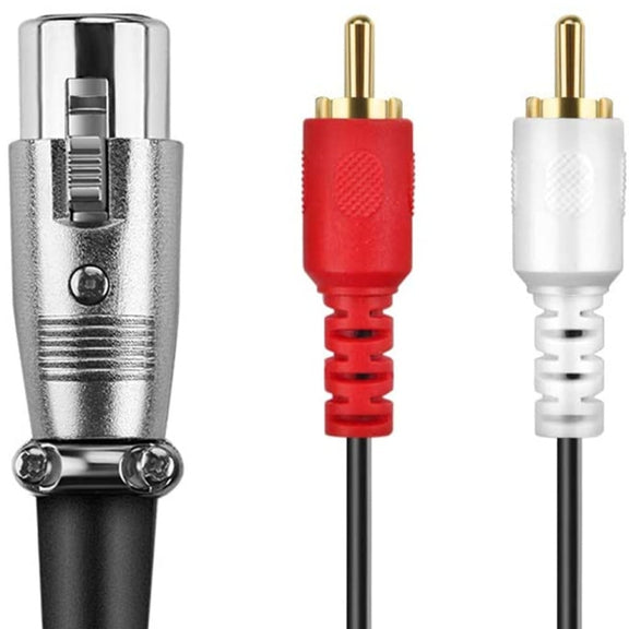 JUNSUNMAY 2 RCA Male to XLR Female Stereo Audio Cable, Cable Length:3m