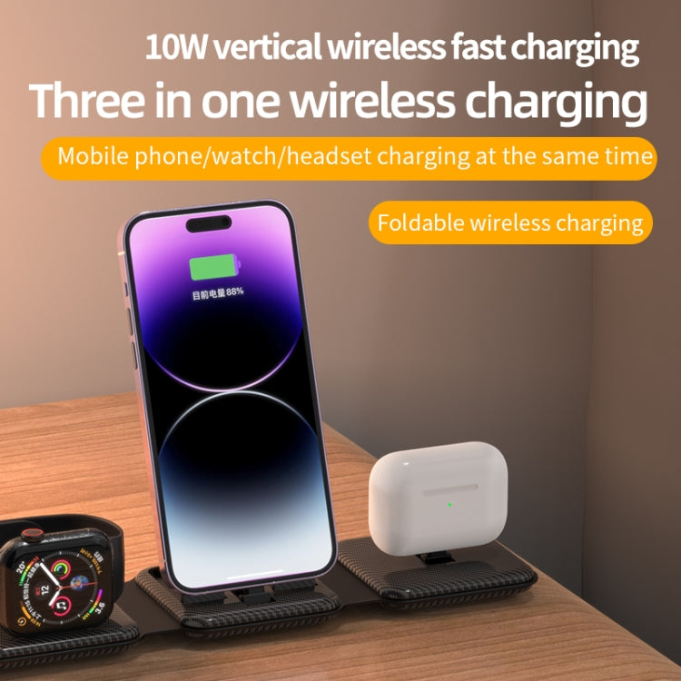 A75 Folding 3 in 1 Wireless Charger Suitable for Apple Watch Mobile Phone Headset(Black) - Wireless Charger by PMC TechLife | Online Shopping South Africa | PMC TechLife