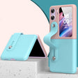 For OPPO Find N2 Flip Skin Color Contrast Wrist Strap Bracket Folding Phone Case(Ice Blue+Pink) - Find N2 Flip Cases by PMC TechLife | Online Shopping South Africa | PMC TechLife | Buy Now Pay Later Mobicred