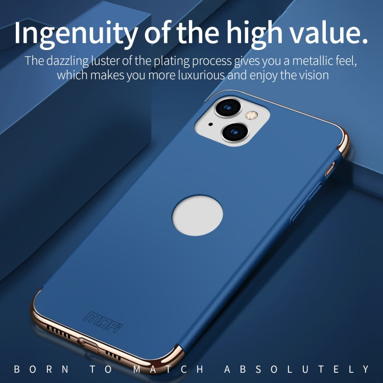 For iPhone 14 Plus MOFI Yatun Series 3 in 1 Stitching PC Phone Case(Gold) - iPhone 14 Plus Cases by MOFI | Online Shopping South Africa | PMC TechLife | Buy Now Pay Later Mobicred