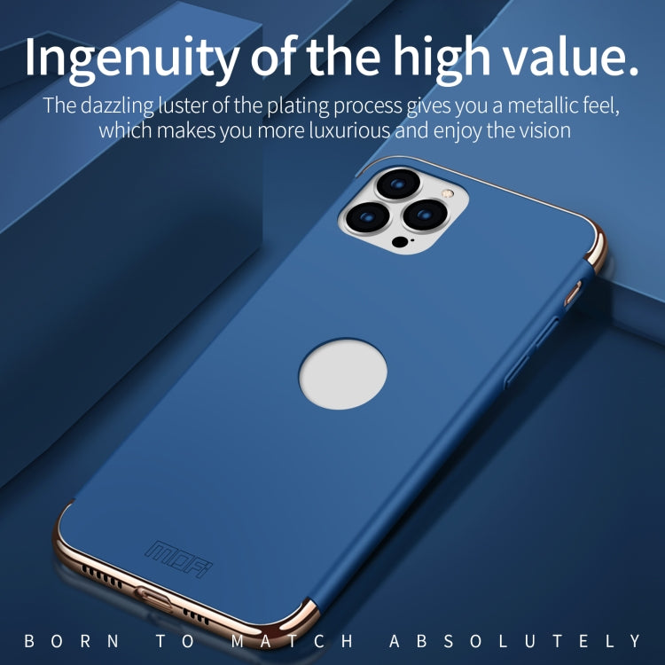 For iPhone 14 Pro MOFI Yatun Series 3 in 1 Stitching PC Phone Case(Blue)