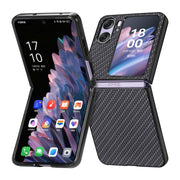 For OPPO Find N2 Flip Carbon Fiber Texture Leather Back Cover Phone Case(Black)