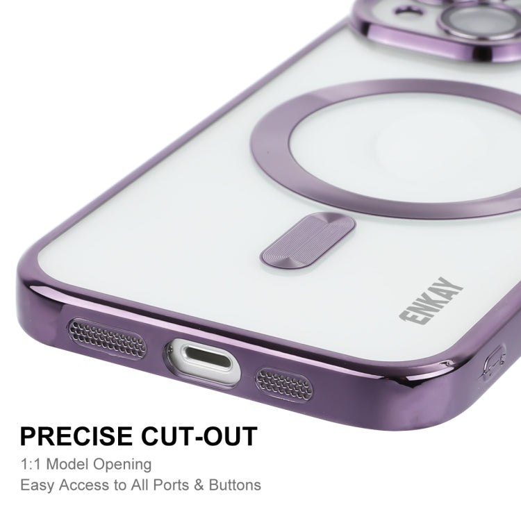 For iPhone 13 ENKAY Electroplated MagSafe Shockproof TPU Phone Case with Lens Film(Pink) - iPhone 13 Cases by ENKAY | Online Shopping South Africa | PMC TechLife | Buy Now Pay Later Mobicred
