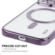 For iPhone 13 ENKAY Electroplated MagSafe Shockproof TPU Phone Case with Lens Film(Pink)