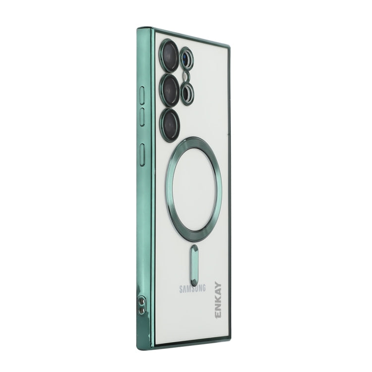 For Samsung Galaxy S22 Ultra 5G ENKAY Electroplated MagSafe Shockproof TPU Phone Case with Lens Film(Green) - Galaxy S22 Ultra 5G Cases by ENKAY | Online Shopping South Africa | PMC TechLife
