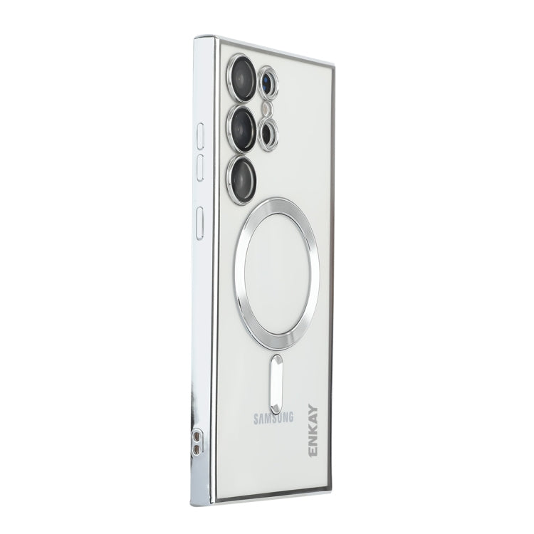For Samsung Galaxy S22 Ultra 5G ENKAY Electroplated MagSafe Shockproof TPU Phone Case with Lens Film(Silver) - Galaxy S22 Ultra 5G Cases by ENKAY | Online Shopping South Africa | PMC TechLife | Buy Now Pay Later Mobicred