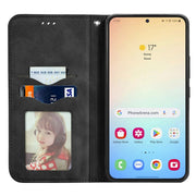 For Samsung Galaxy S25 5G Retro Skin Feel Magnetic Leather Phone Case(Black)