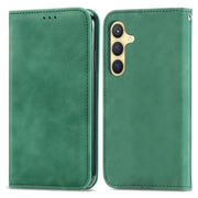 For Samsung Galaxy S25 5G Retro Skin Feel Magnetic Leather Phone Case(Green)