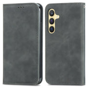For Samsung Galaxy S25 5G Retro Skin Feel Magnetic Leather Phone Case(Gray)