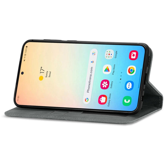 For Samsung Galaxy S25 5G Retro Skin Feel Magnetic Leather Phone Case(Gray)